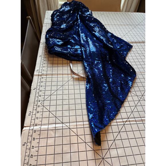 NWT House of CB London Gisele Blue Sequin Draped Strapless Mini Dress XS - Picture 12 of 13